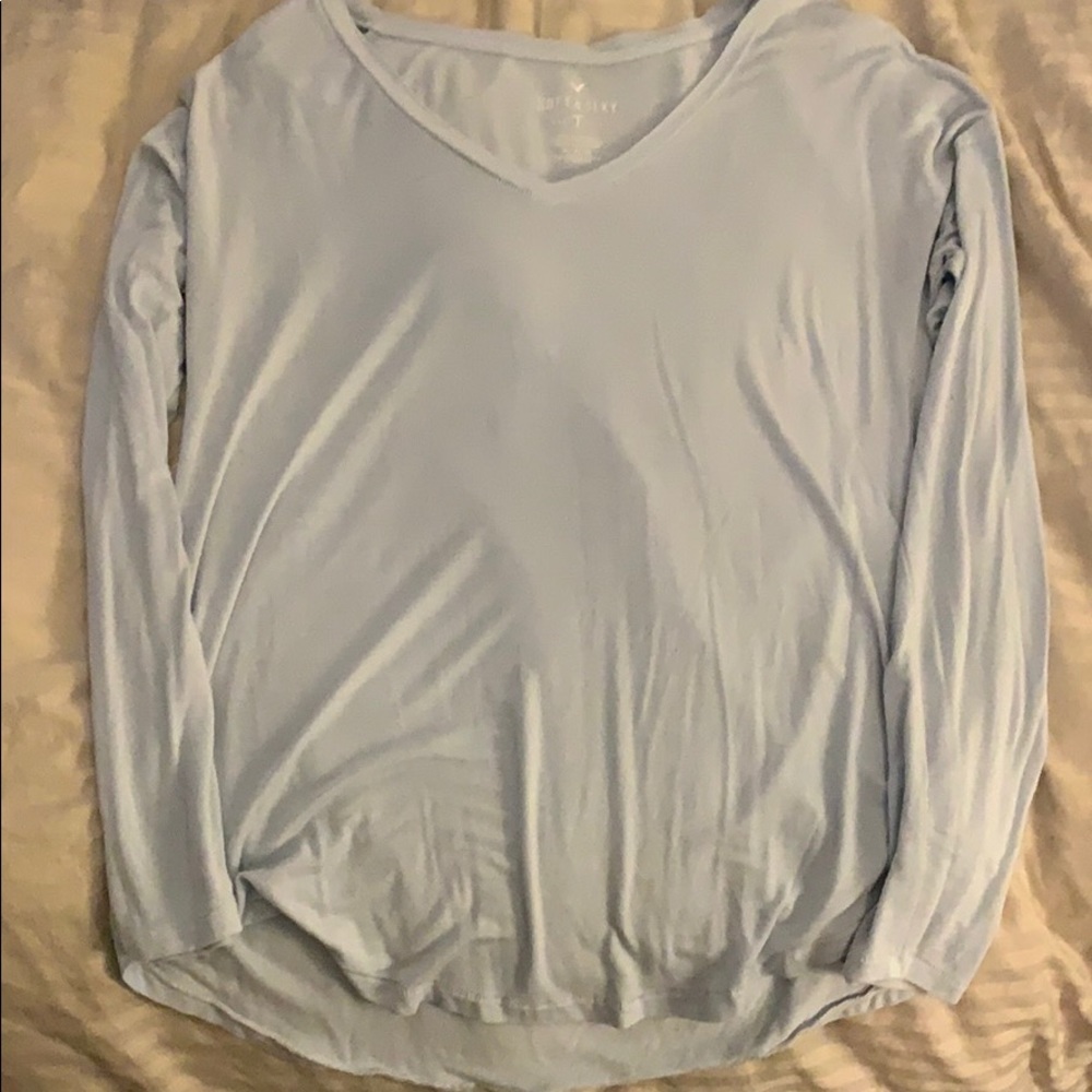 Soft and sexy light blue long sleeve tee
